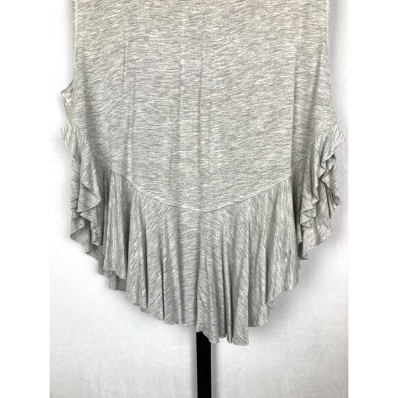 Free People We The Free Uptown Ruffle Tank Top Size S Gray V-Hem Casual Shirred - Picture 7 of 11